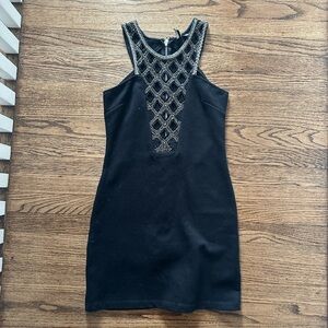 Topshop Black Beaded Dress - Size US 8